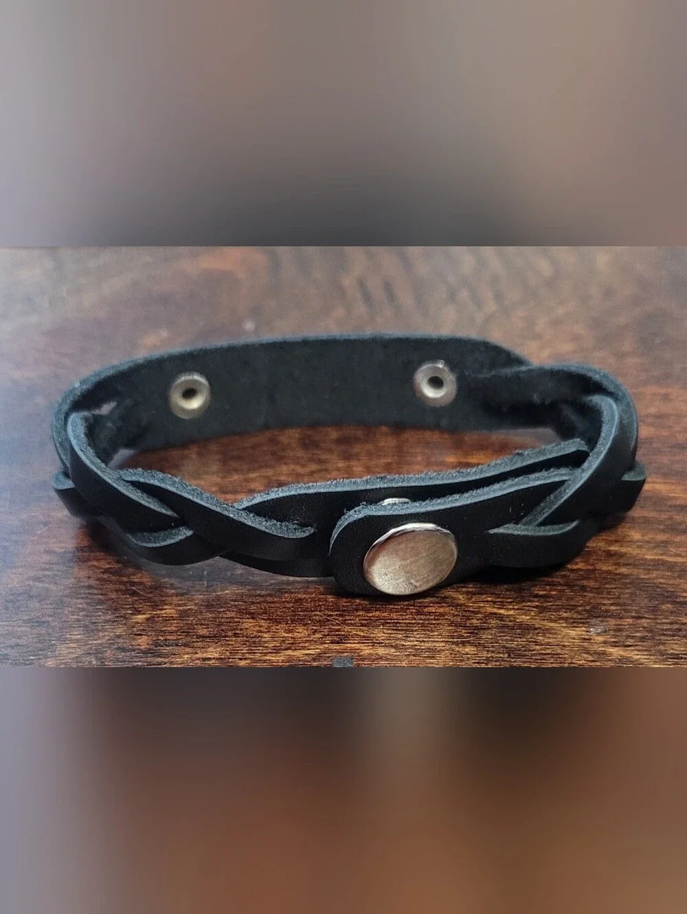 (12) PLUNDER Black Adjustable Genuine Leather Braided ID Bracelets